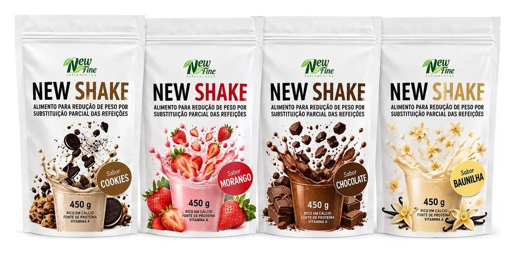 Quatro pouches de shake em sabores diferentes